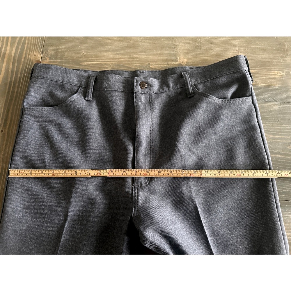 VTG Wrangler 82HY Gray Flat Front Cowboy Dress Pants Polyester Men's Size 42x30 - Picture 7 of 9